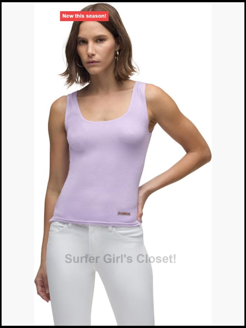 Scoop Neck Sleeveless Ribbed Knit Tank Top Fitted Side Slits